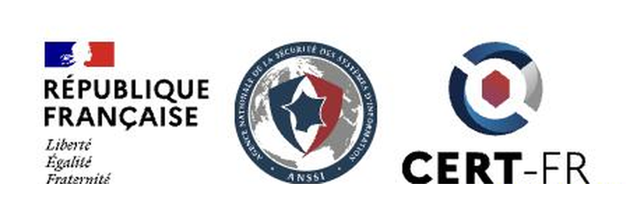 The letterhead of the CERT-FR alert: the RÉPUBLIQUE FRANÇAISE block with Liberté Égalité Fraternité, the ANSSI seal, and the CERT-FR wordmark.